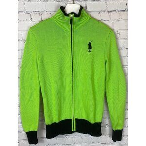 RALPH LAUREN Women’s Lime Green Full Zip Sweater Big Pony Size Small/Medium?